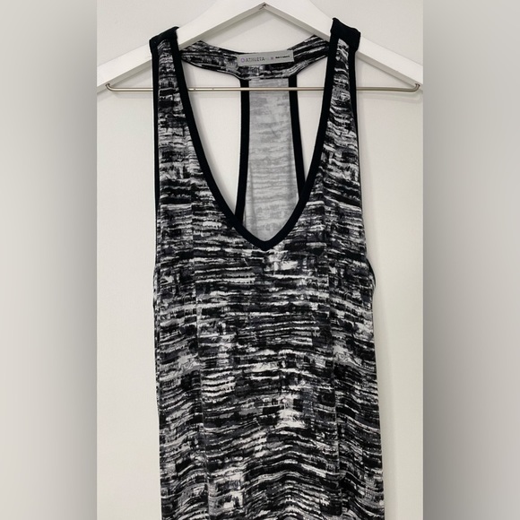 Athleta Soft Racerback Ruched Dress Black & Gray Space Dye Size Medium - Picture 6 of 8